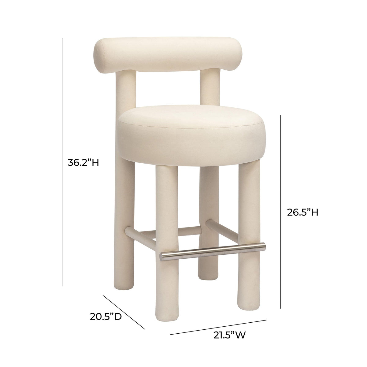 Carmel Cream Velvet Counter Stool | BeBoldFurniture