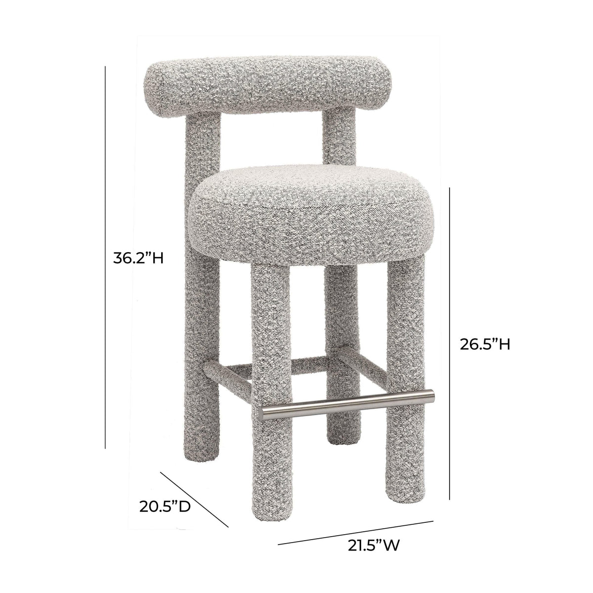 Carmel Black & White Performance Boucle Counter Stool | BeBoldFurniture