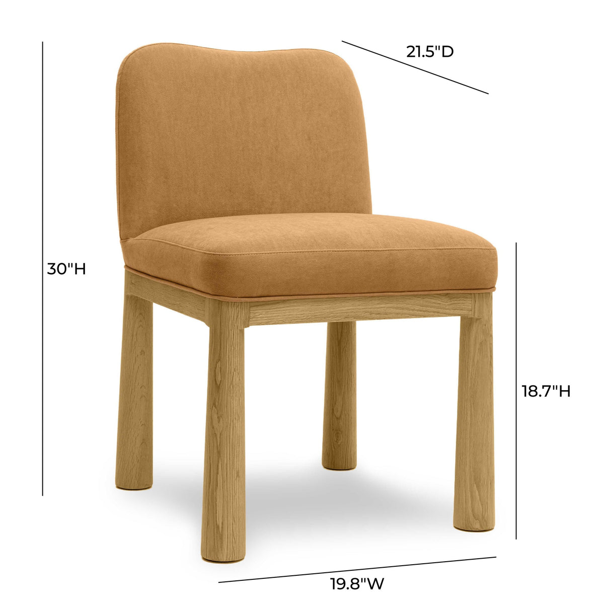 Tiara Cognac Velvet Oak Dining Chair | BeBoldFurniture