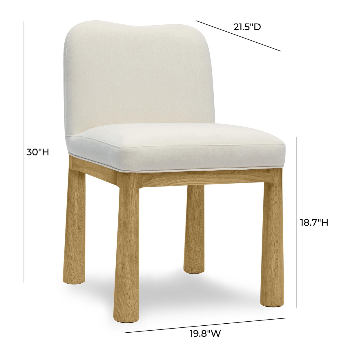 Tiara Cream Velvet Oak Dining Chair | BeBoldFurniture