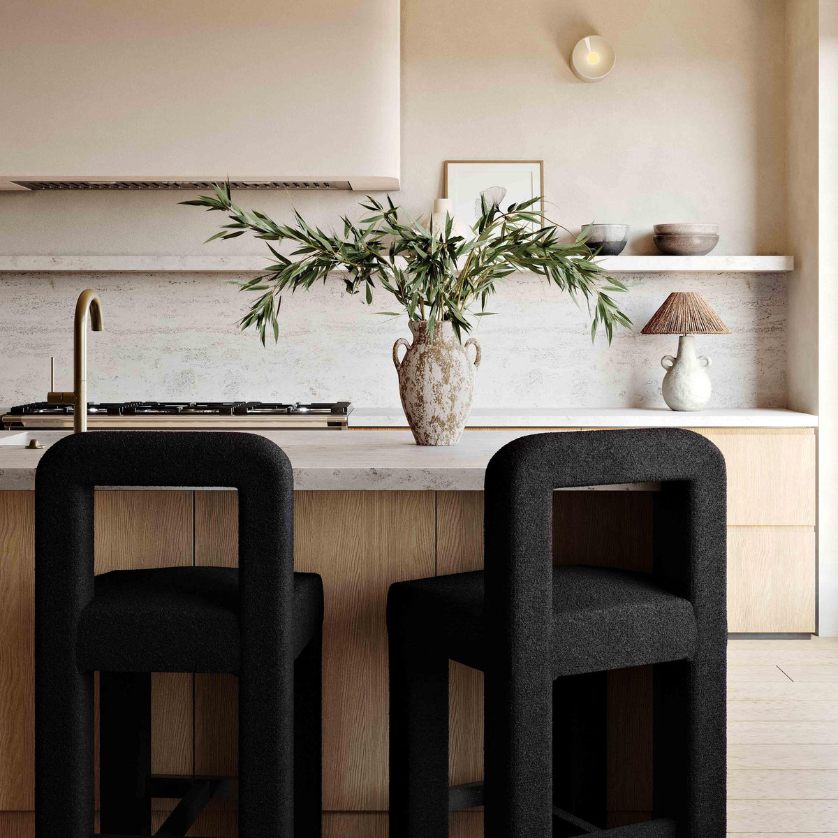 Hazel Black Boucle Counter Stool | BeBoldFurniture