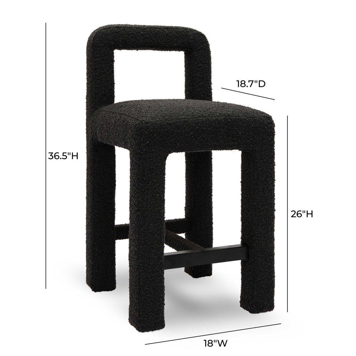 Hazel Black Boucle Counter Stool | BeBoldFurniture