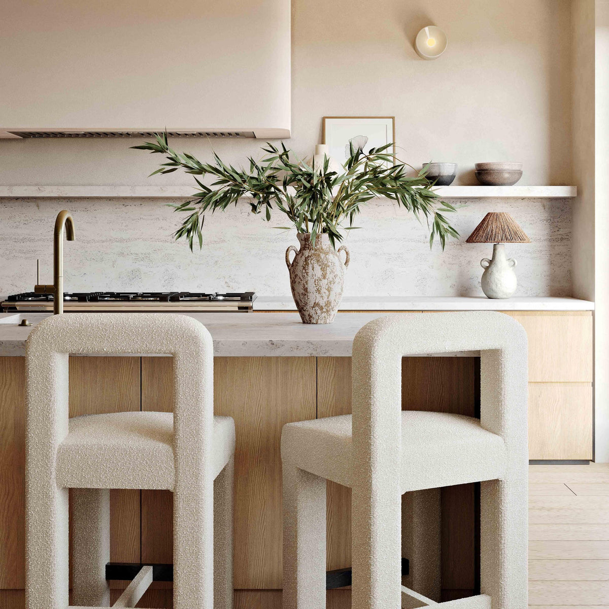 Hazel Cream Boucle Counter Stool | BeBoldFurniture