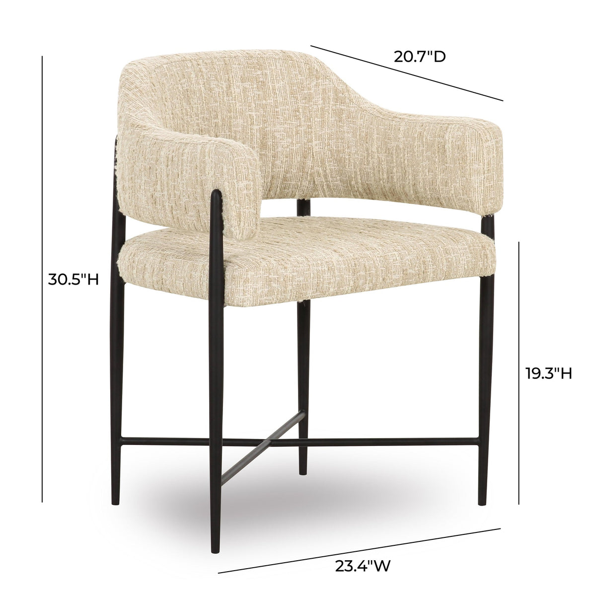 Sezanne Cream Textured Performance Boucle Dining Chair | BeBoldFurniture