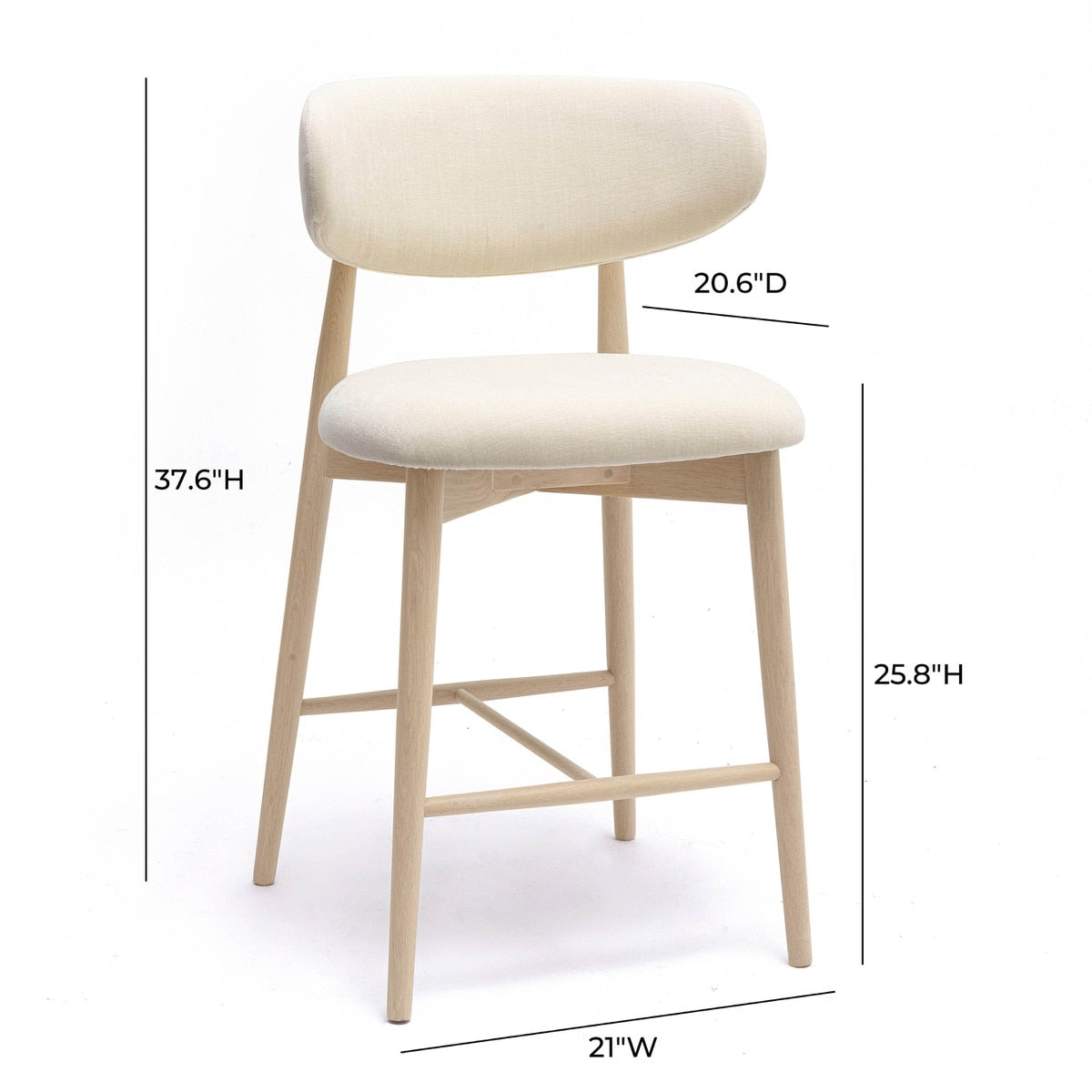 Zinea Cream Performance Textured Velvet Counter Stool | BeBoldFurniture