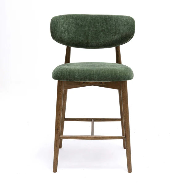 Zinea Forest Green Performance Textured Velvet Counter Stool | BeBoldFurniture