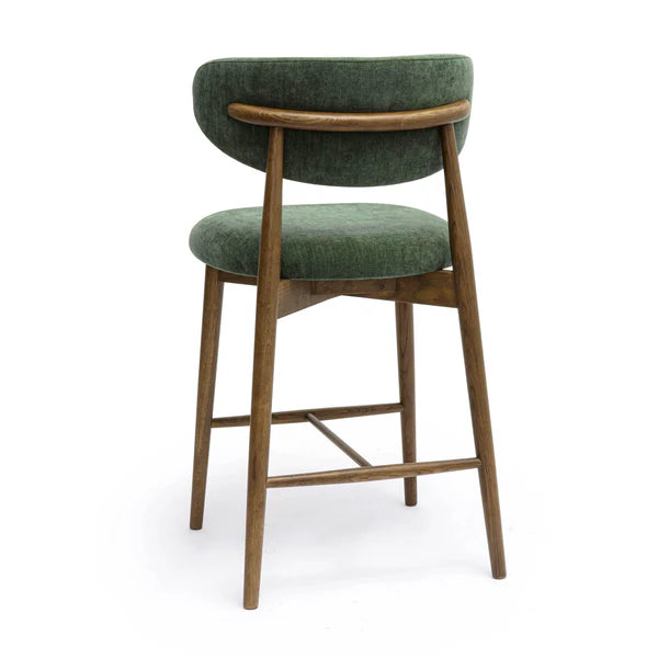 Zinea Forest Green Performance Textured Velvet Counter Stool | BeBoldFurniture