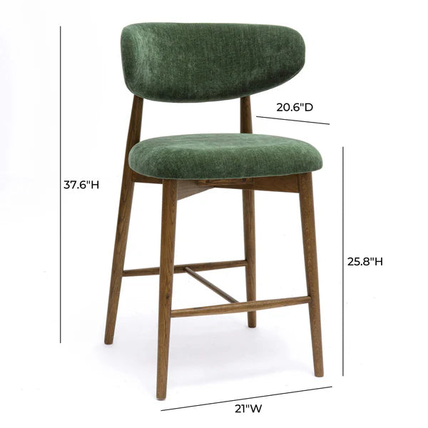 Zinea Forest Green Performance Textured Velvet Counter Stool | BeBoldFurniture