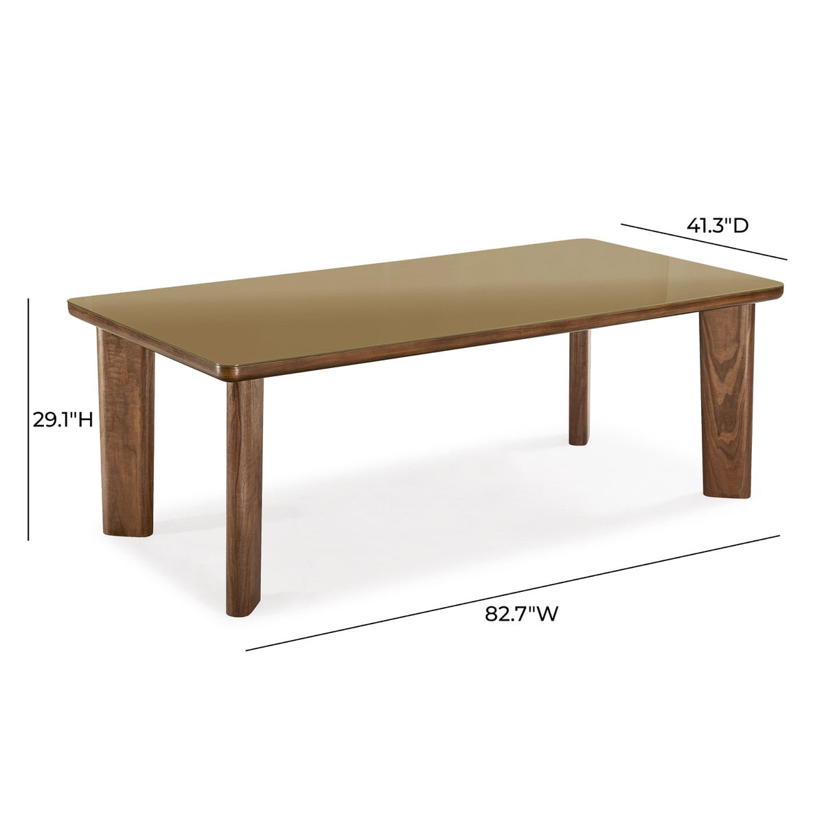 Oani Walnut and Glass 83" Rectangular Dining Table | BeBoldFurniture