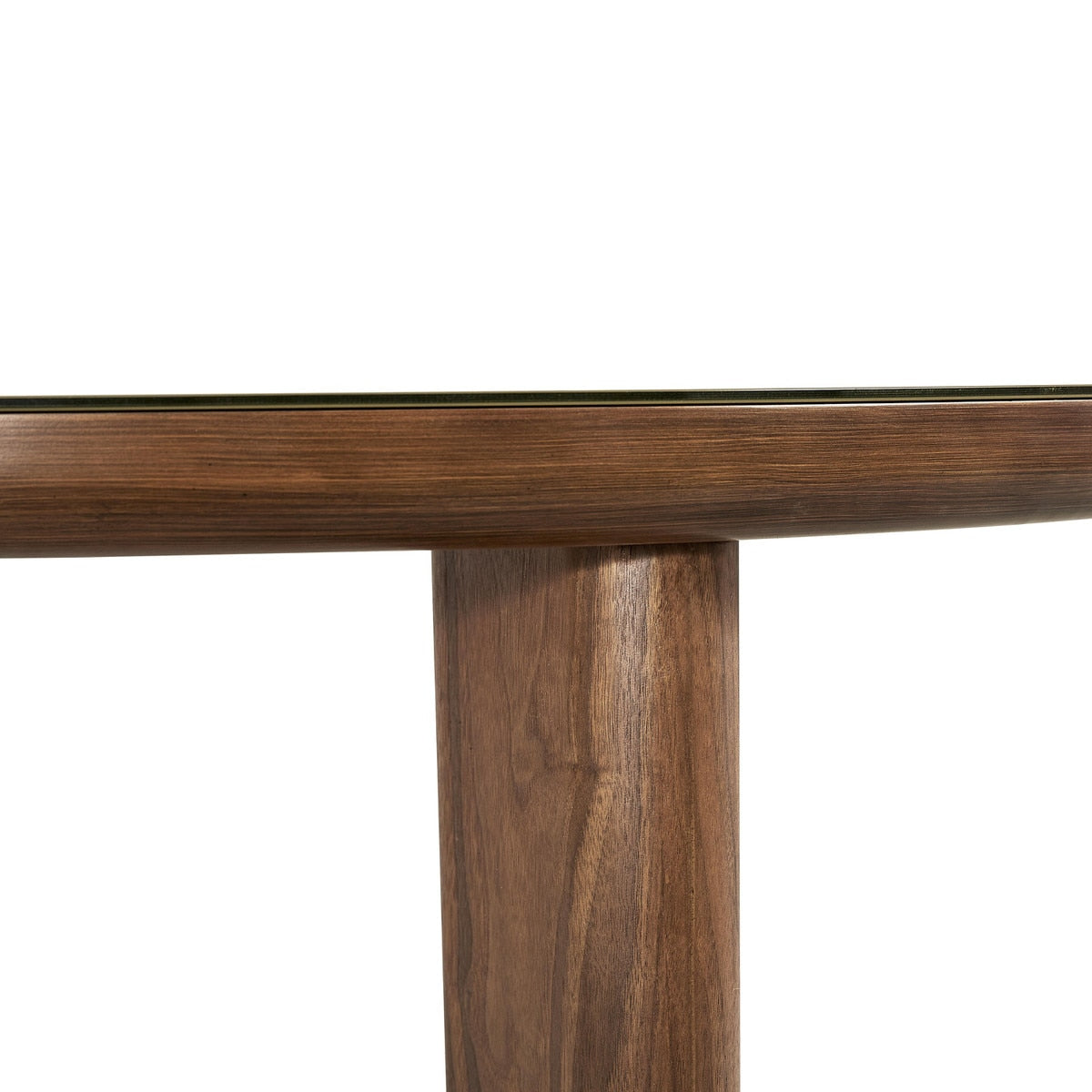 Oani Walnut and Glass 51" Round Dining Table | BeBoldFurniture