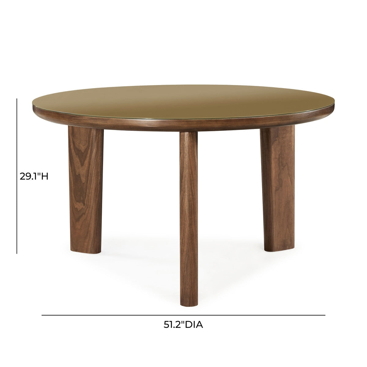 Oani Walnut and Glass 51" Round Dining Table | BeBoldFurniture