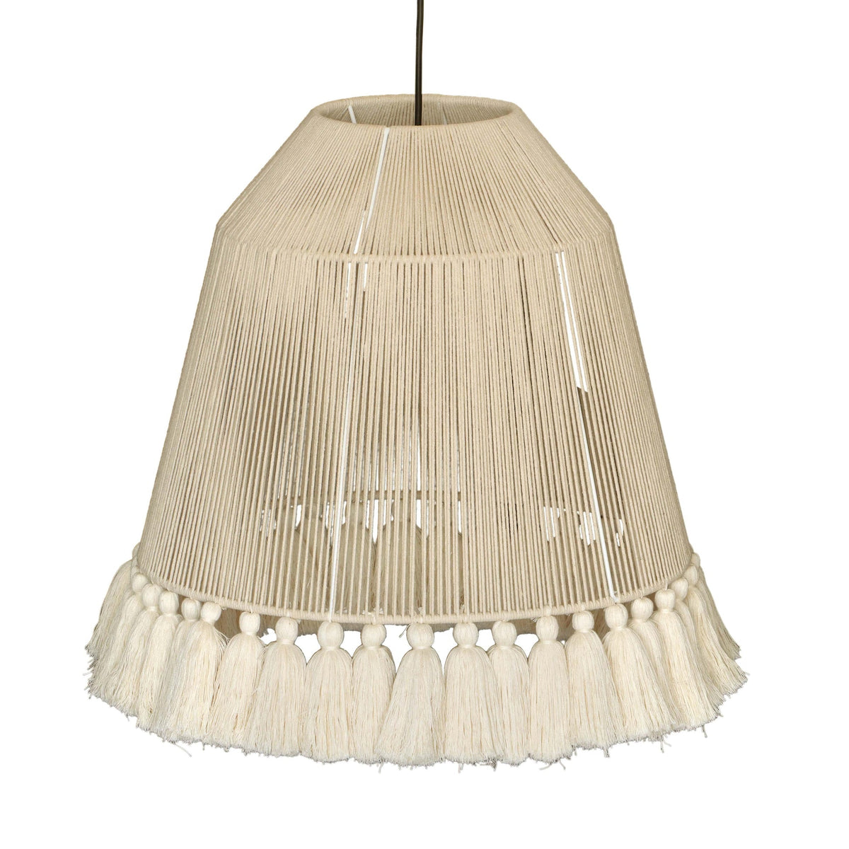 Helen White Cotton Tasseled Pendant Lamp | BeBoldFurniture