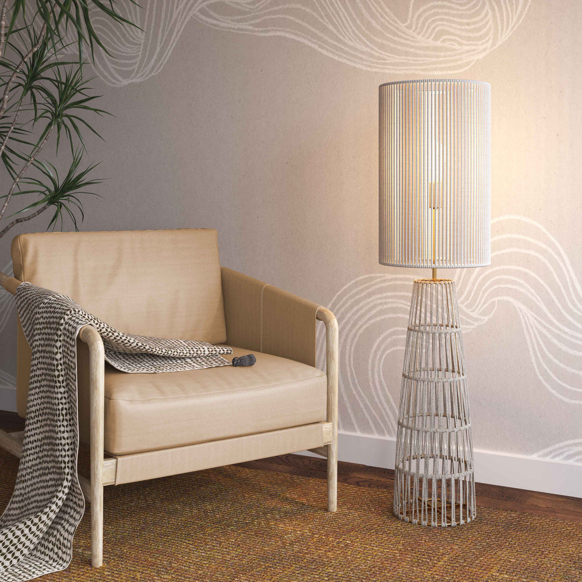 Beam Cream Natural Jute Floor Lamp In Houston | BeBoldFurniture 