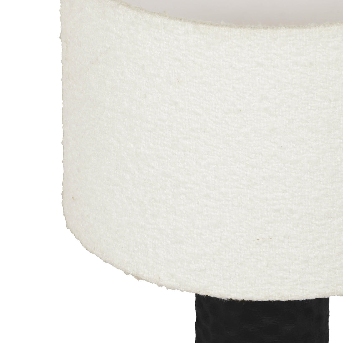 Grava Cream Boucle & Black Hand-Carved Wood Table Lamp | BeBoldFurniture