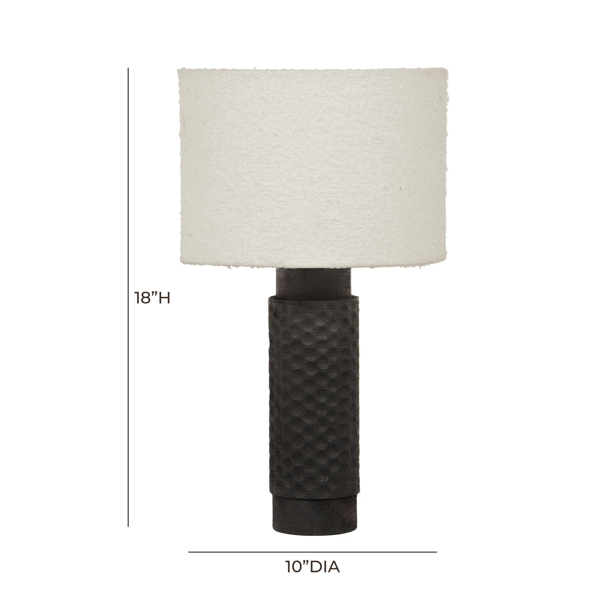 Grava Cream Boucle & Black Hand-Carved Wood Table Lamp | BeBoldFurniture