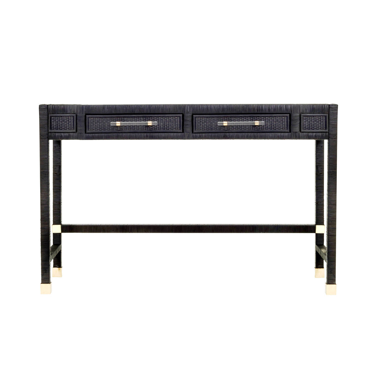 Amara Charcoal Rattan Desk In Houston | BeBoldFurniture 