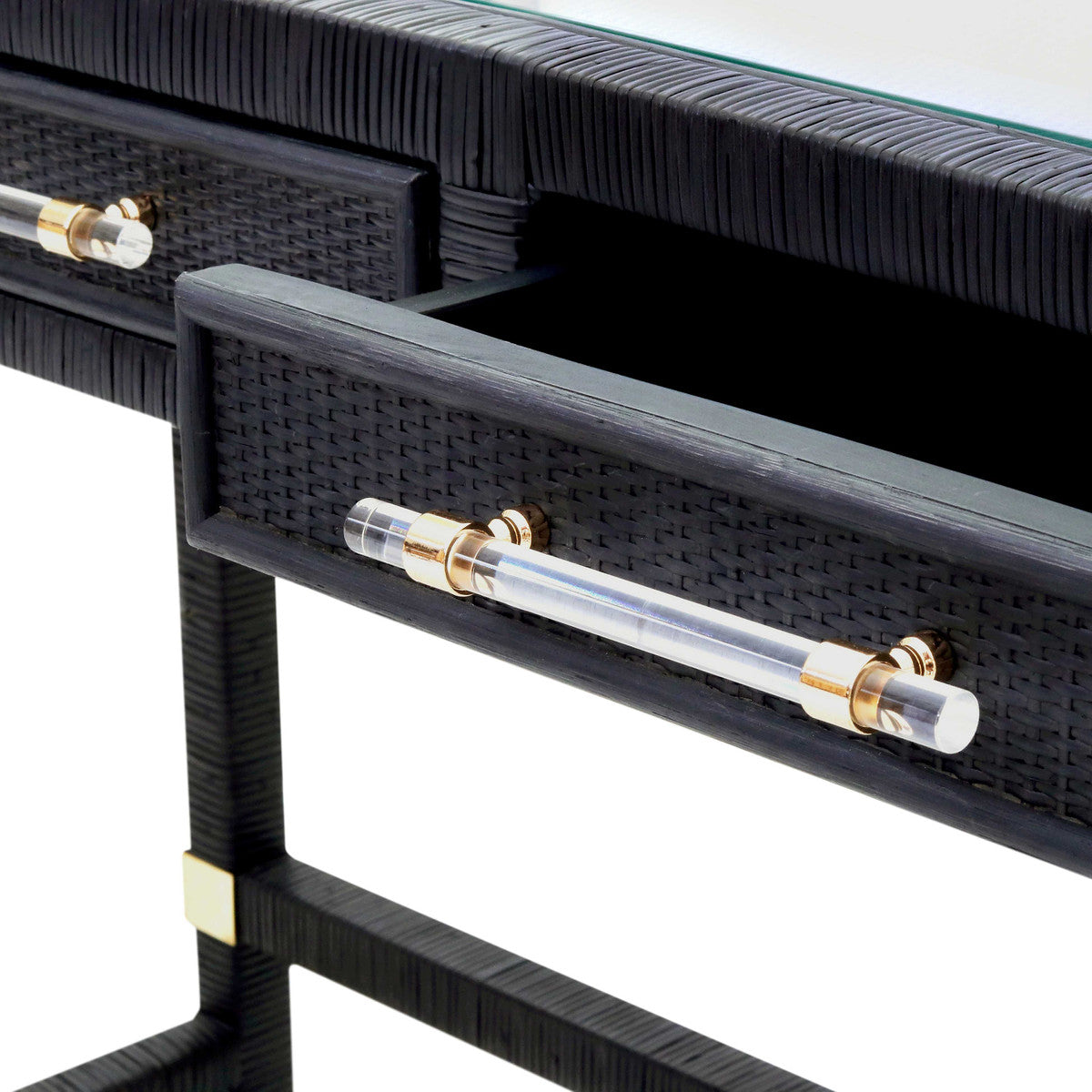 Amara Charcoal Rattan Desk In Houston | BeBoldFurniture 