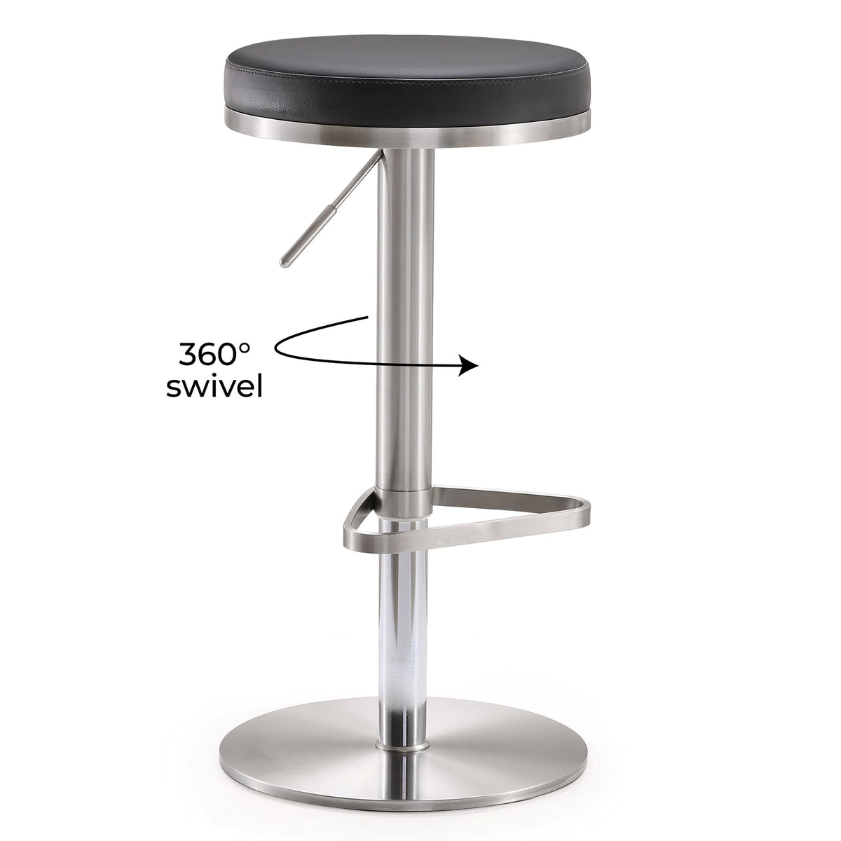 Fano Black Stainless Steel Adjustable Barstool | BeBoldFurniture