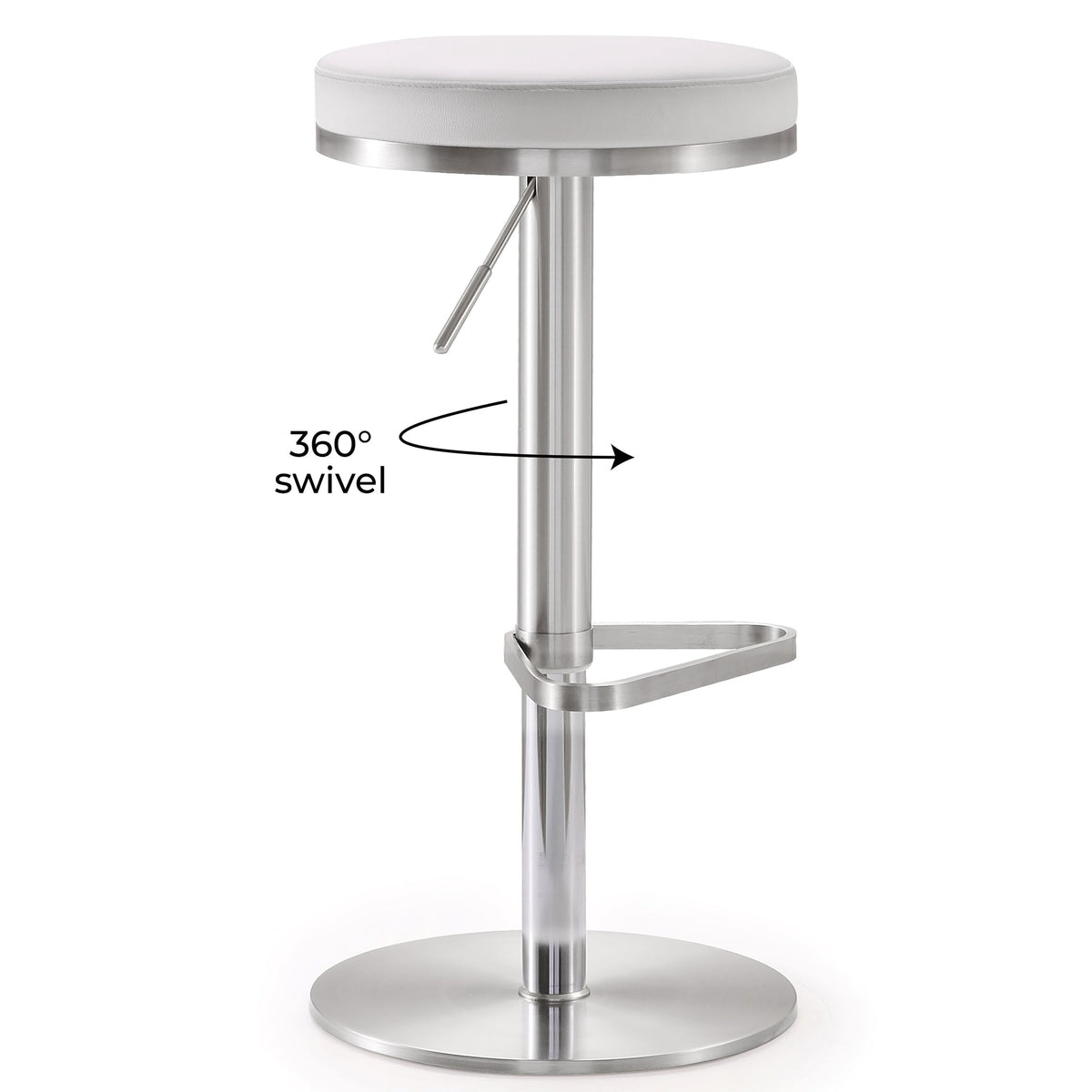 Fano White Stainless Steel Adjustable Barstool | BeBoldFurniture