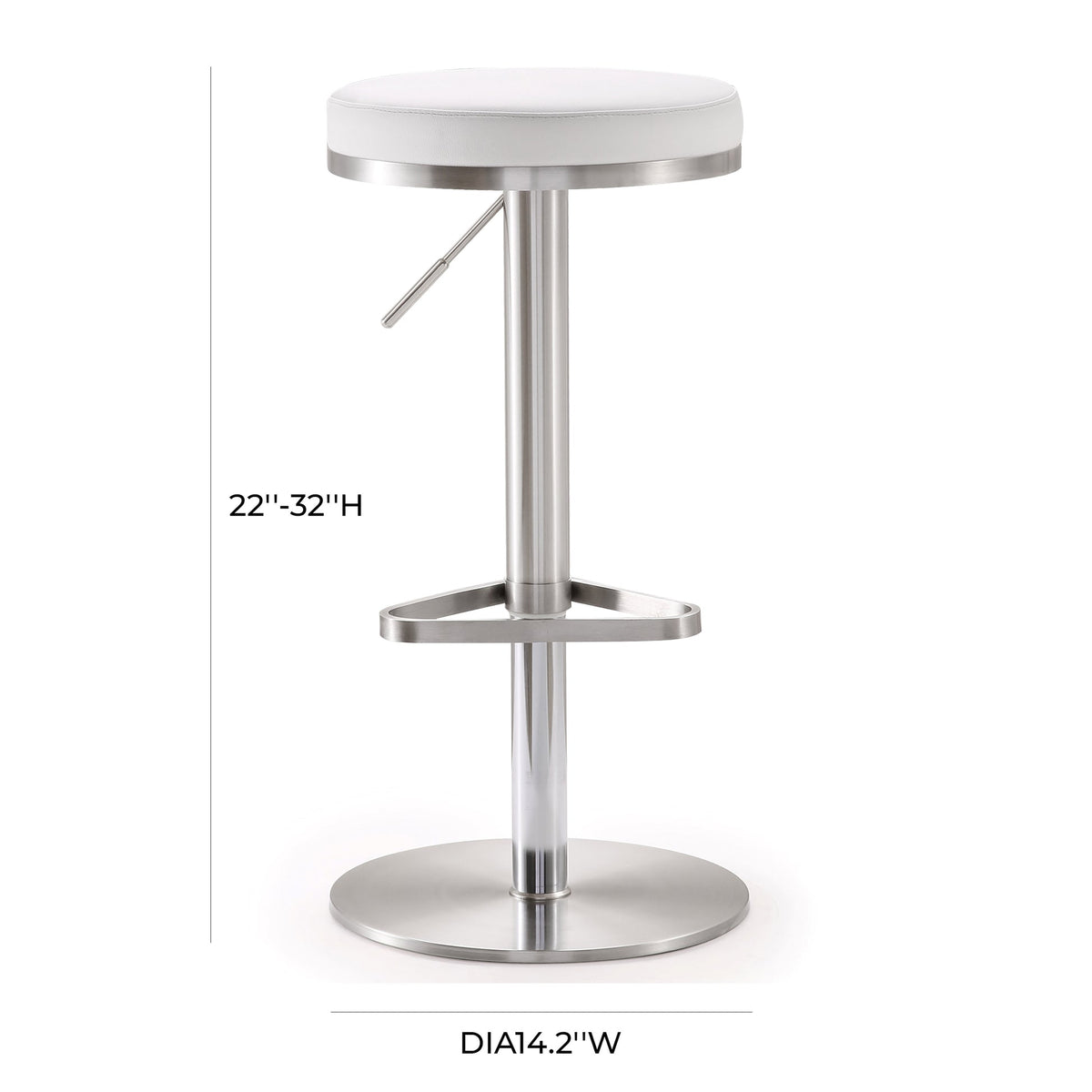 Fano White Stainless Steel Adjustable Barstool | BeBoldFurniture