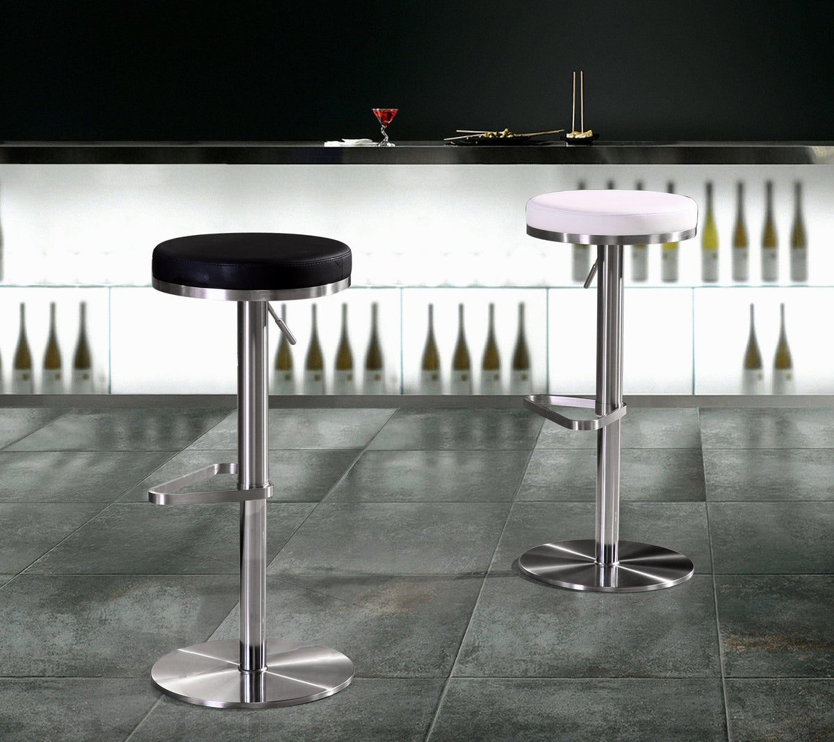 Fano White Stainless Steel Adjustable Barstool | BeBoldFurniture