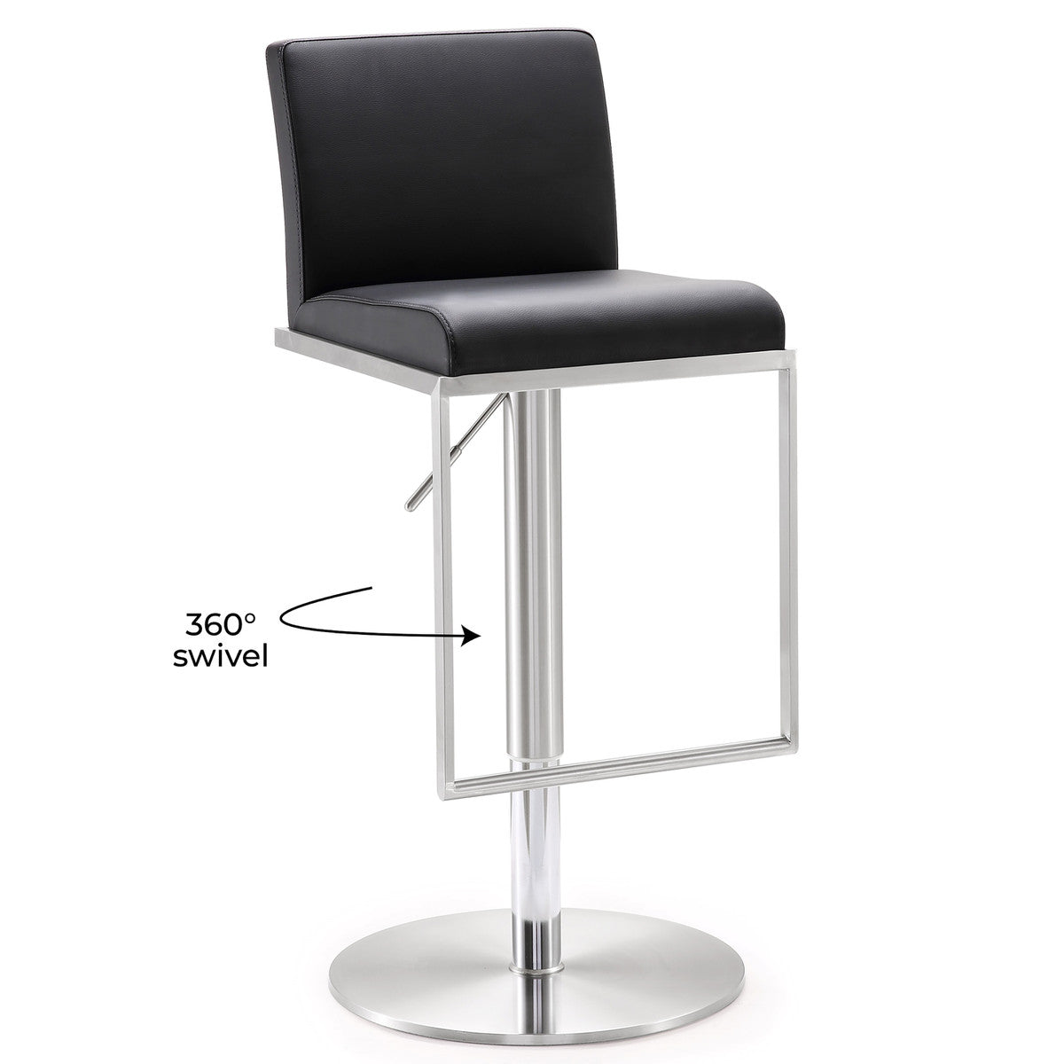 Amalfi Black Vegan Leather Adjustable Stool In Houston | BeBoldFurniture 