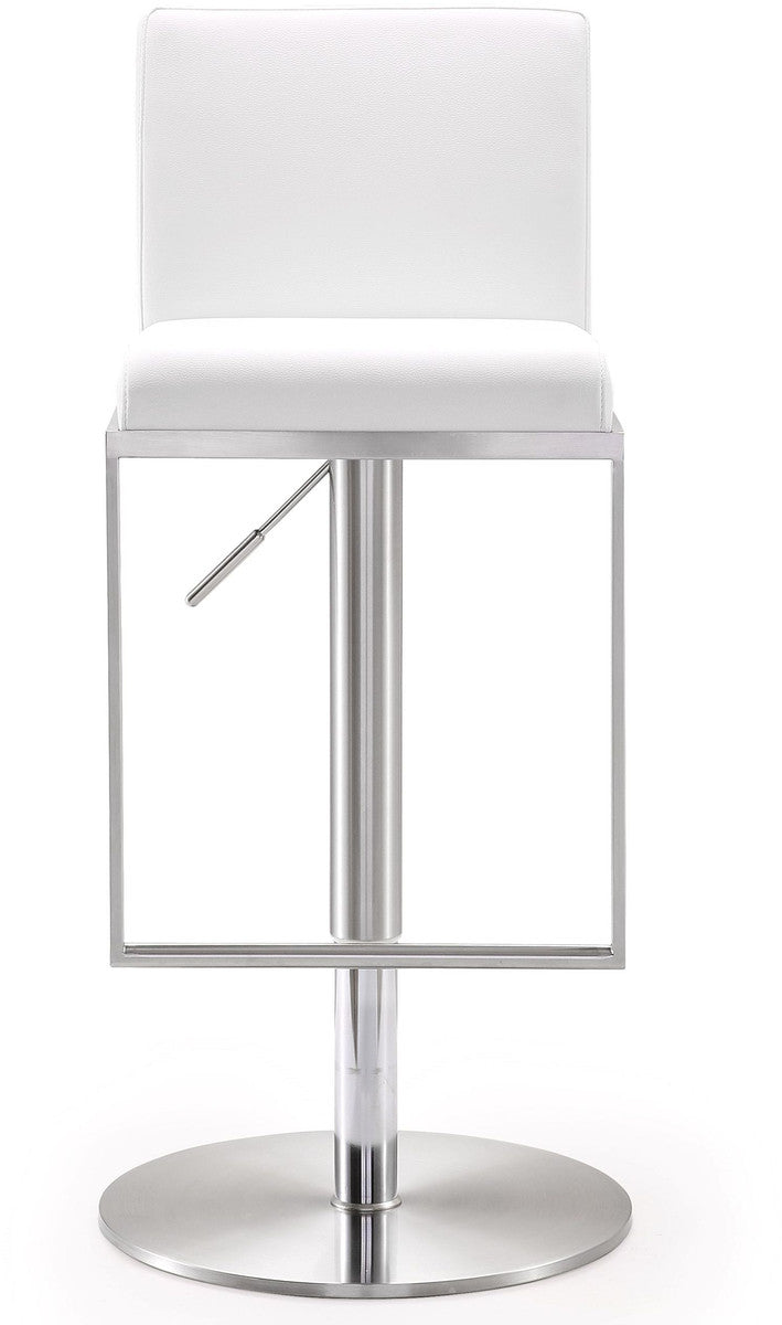 Amalfi White Leather Adjustable Stool In Houston | BeBoldFurniture 