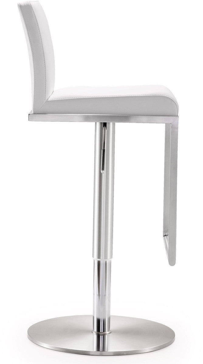 Amalfi White Leather Adjustable Stool In Houston | BeBoldFurniture 