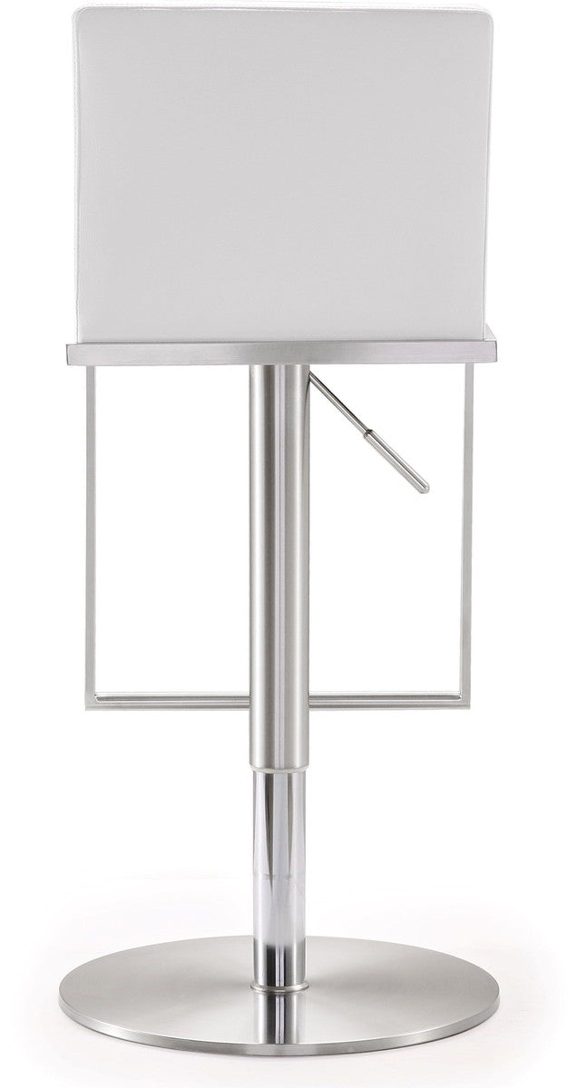 Amalfi White Leather Adjustable Stool In Houston | BeBoldFurniture 