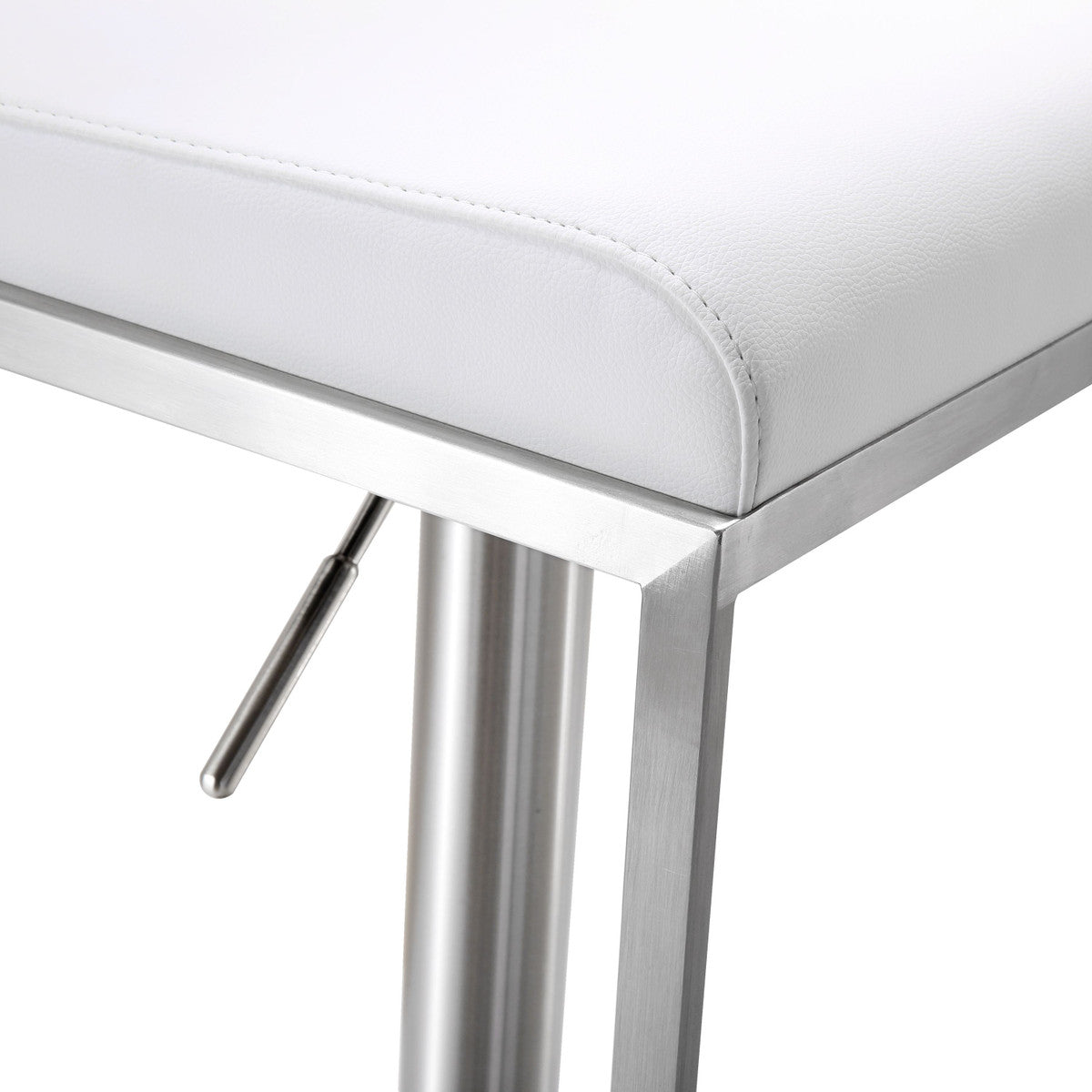 Amalfi White Leather Adjustable Stool In Houston | BeBoldFurniture 