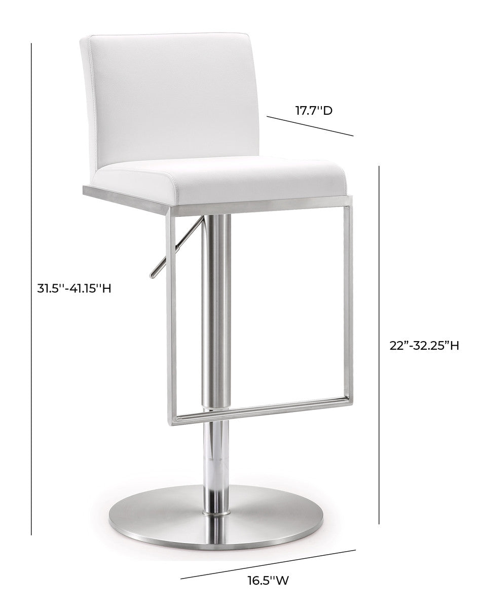 Amalfi White Leather Adjustable Stool In Houston | BeBoldFurniture 