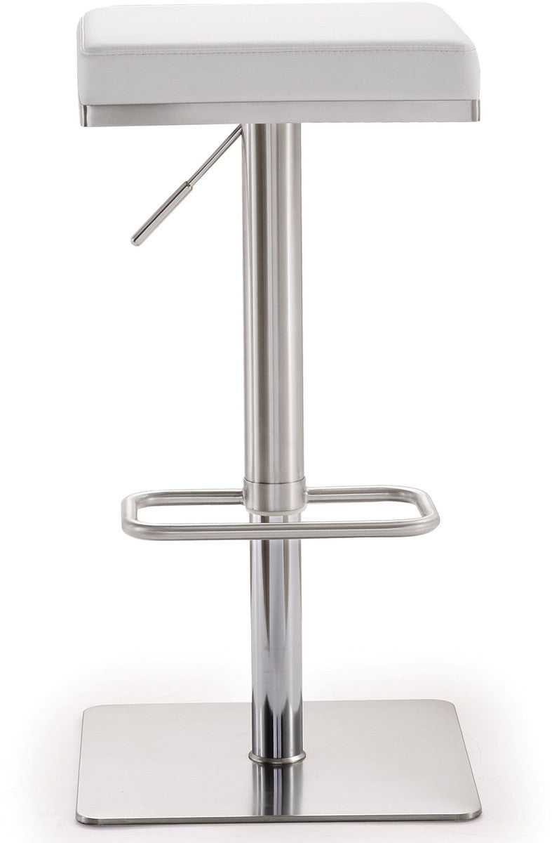 Bari White Steel Adjustable Barstool