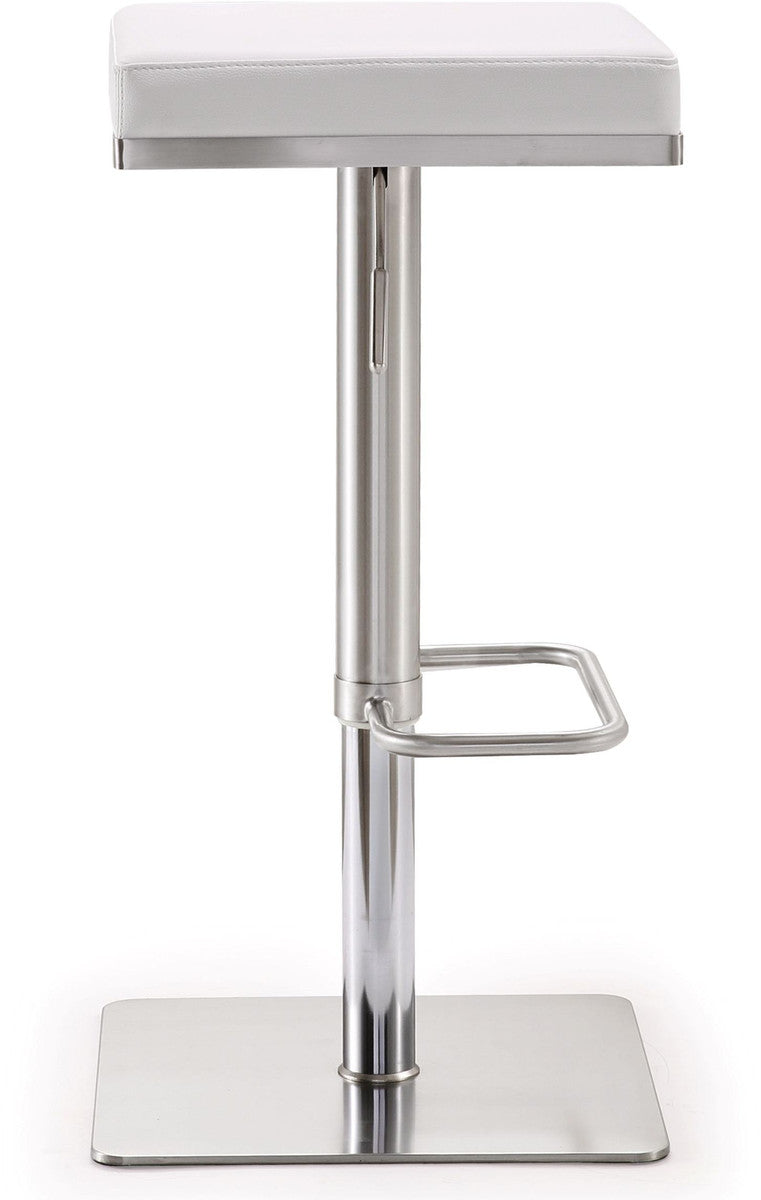 Bari White Steel Adjustable Barstool