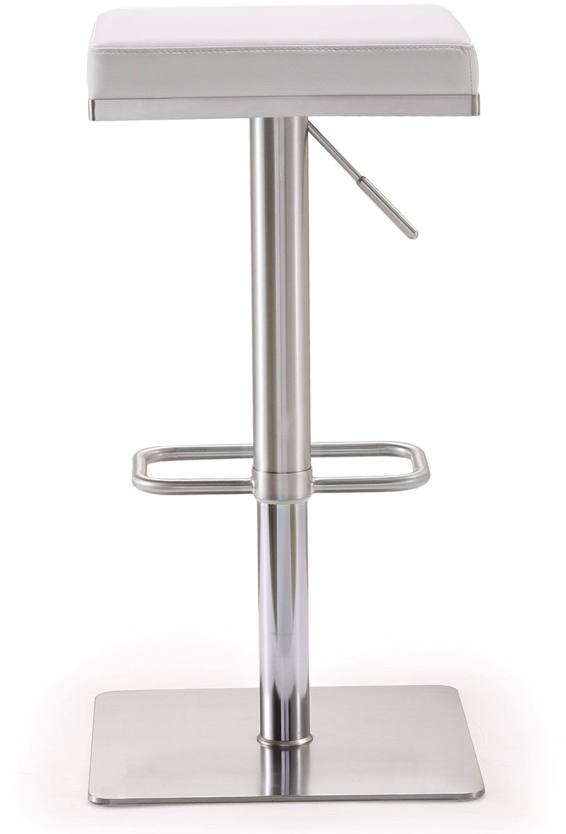 Bari White Steel Adjustable Barstool