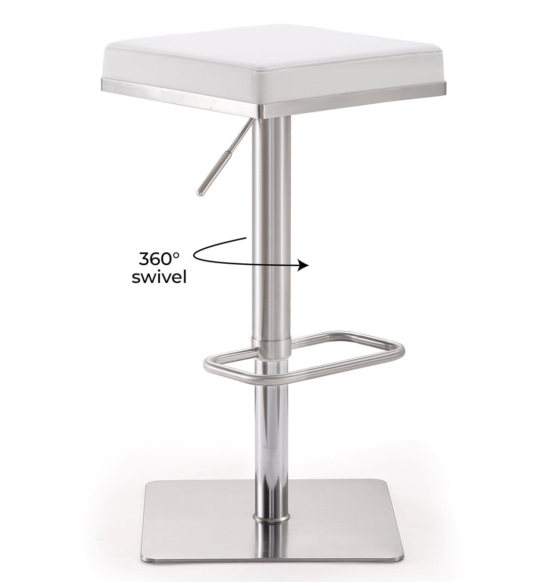 Bari White Steel Adjustable Barstool