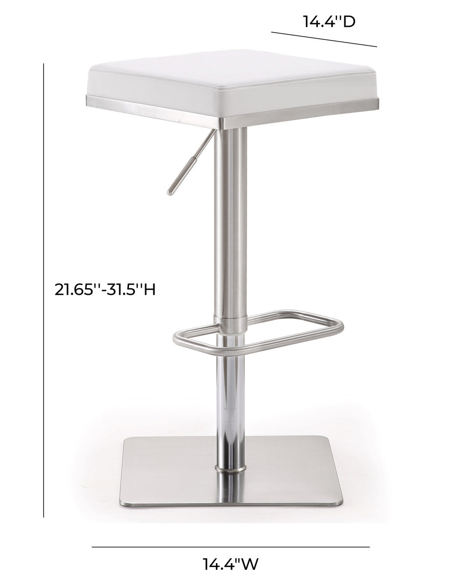 Bari White Steel Adjustable Barstool