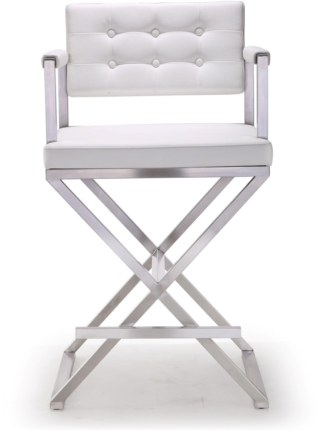 Director White Stainless Steel Counter Stool | BeBoldFurniture