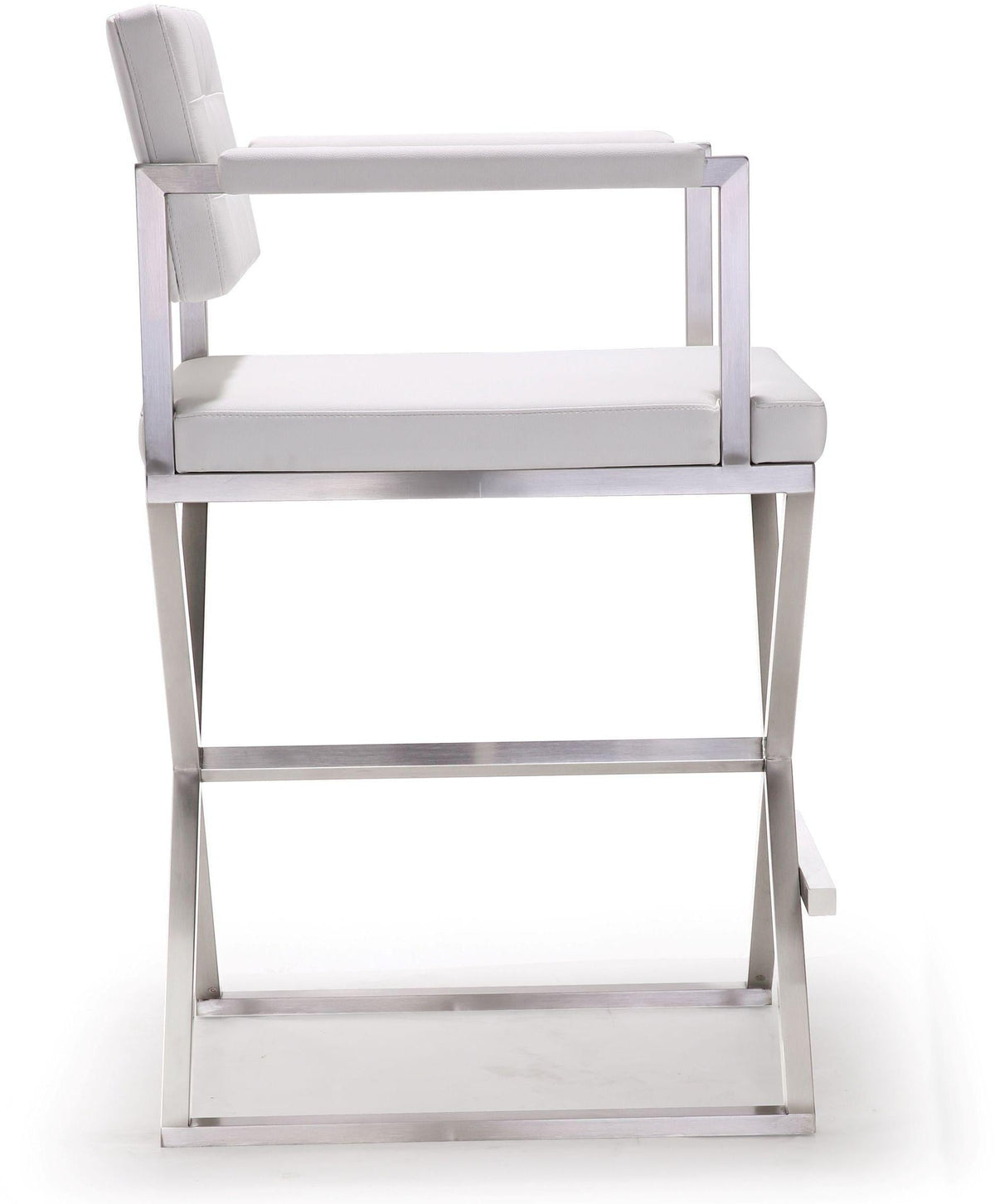 Director White Stainless Steel Counter Stool | BeBoldFurniture