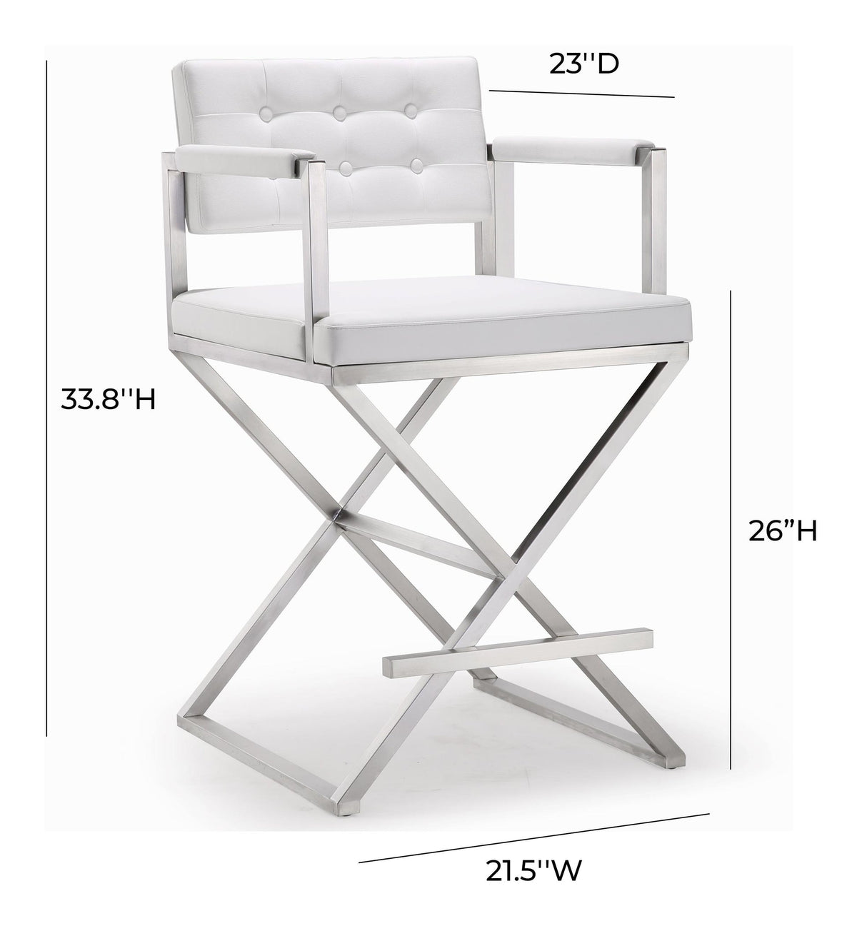 Director White Stainless Steel Counter Stool | BeBoldFurniture