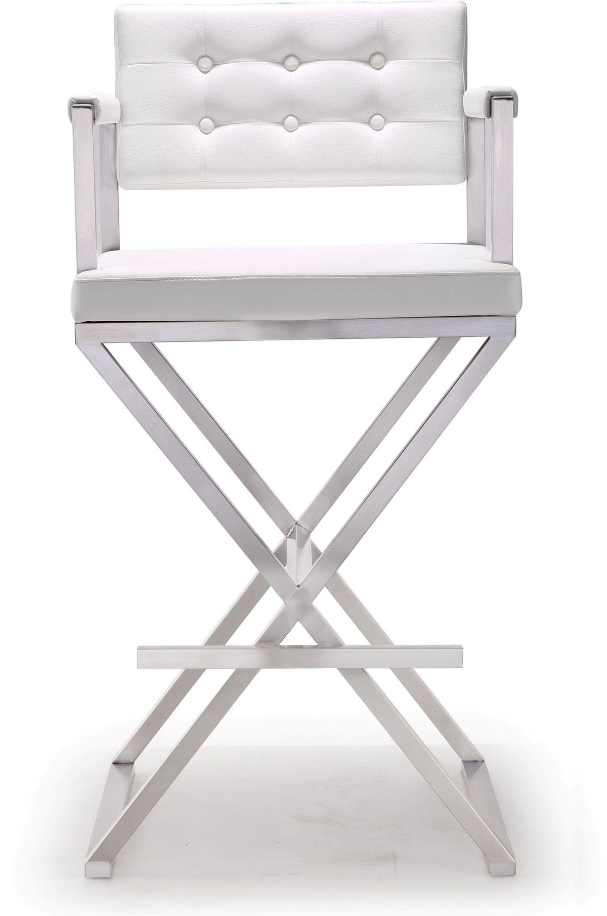 Director White Stainless Steel Barstool | BeBoldFurniture