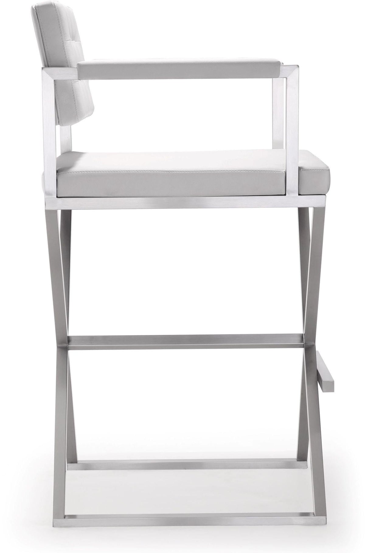 Director White Stainless Steel Barstool | BeBoldFurniture