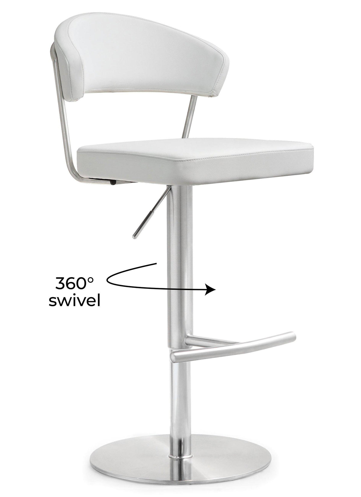 Cosmo White Stainless Steel Barstool | BeBoldFurniture