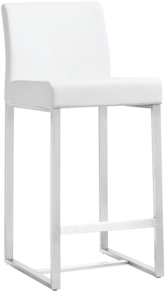 Denmark White Stainless Steel Counter Stool (Set of 2) | BeBoldFurniture