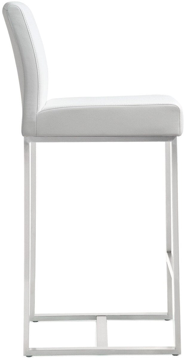 Denmark White Stainless Steel Counter Stool (Set of 2) | BeBoldFurniture