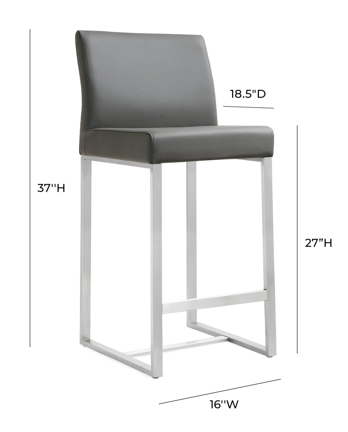 Denmark Grey Stainless Steel Counter Stool (Set of 2) | BeBoldFurniture