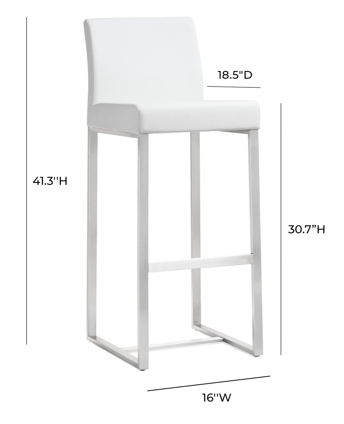 Denmark White Stainless Steel Barstool (Set of 2) | BeBoldFurniture