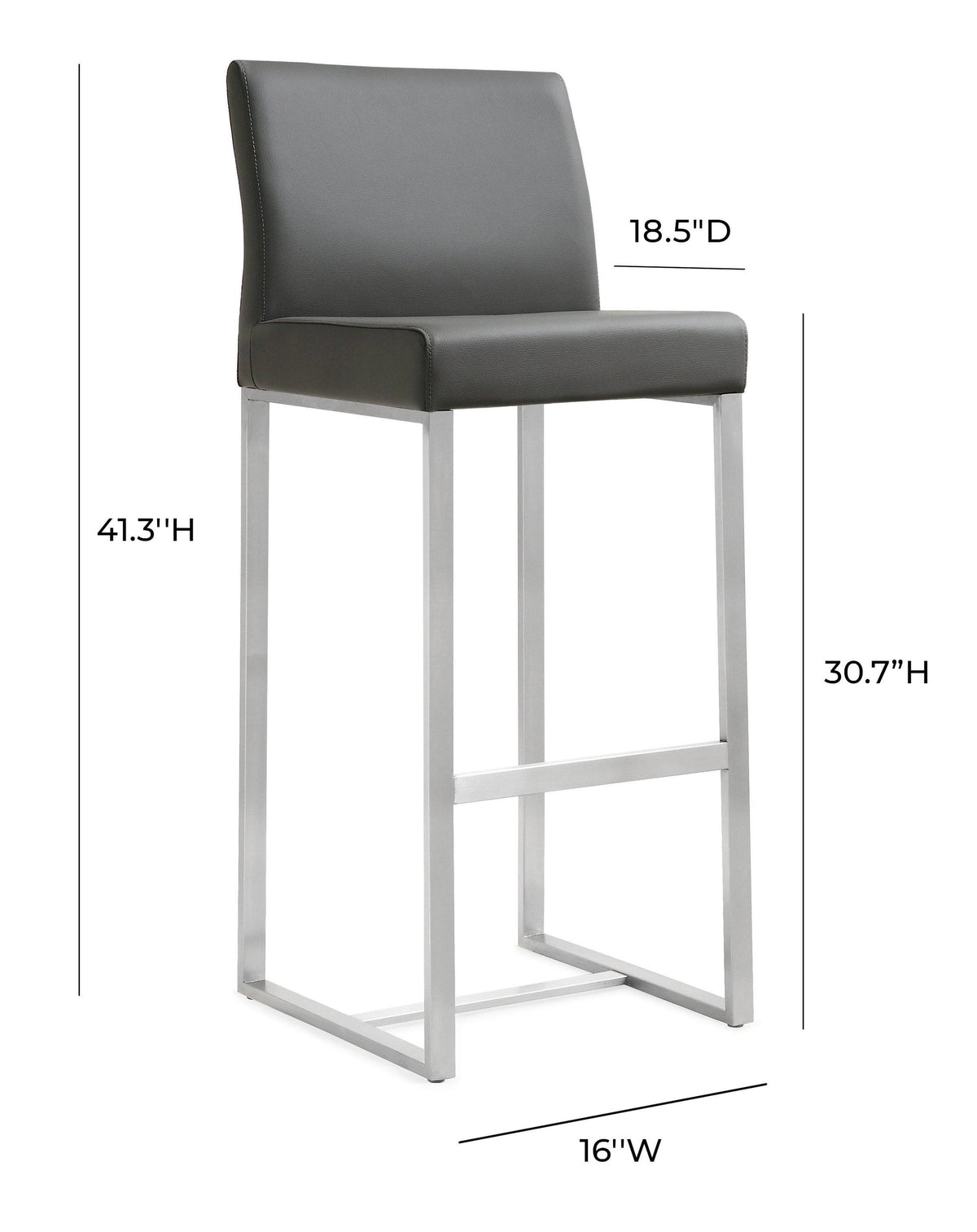 Denmark Grey Stainless Steel Barstool (Set of 2) | BeBoldFurniture