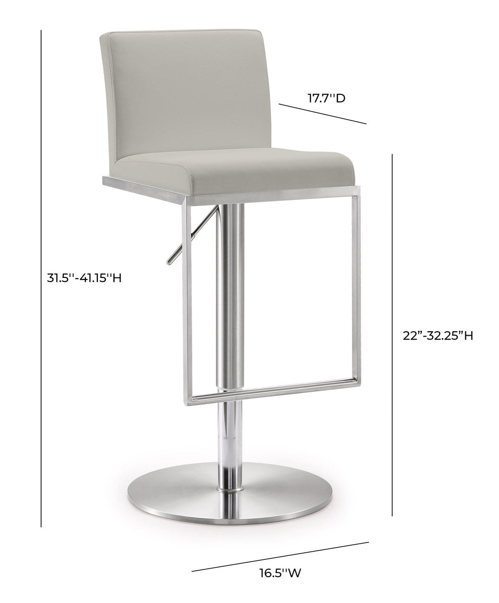 Amalfi Light Grey Leather Adjustable Stool In Houston | BeBoldFurniture 