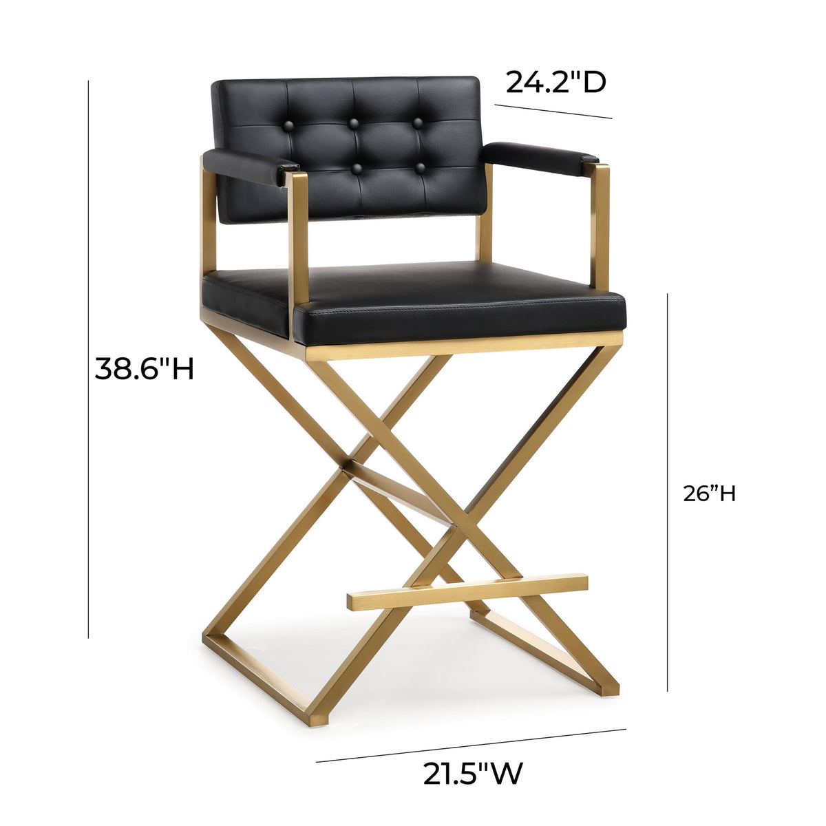 Director Black Gold Steel Counter Stool | BeBoldFurniture