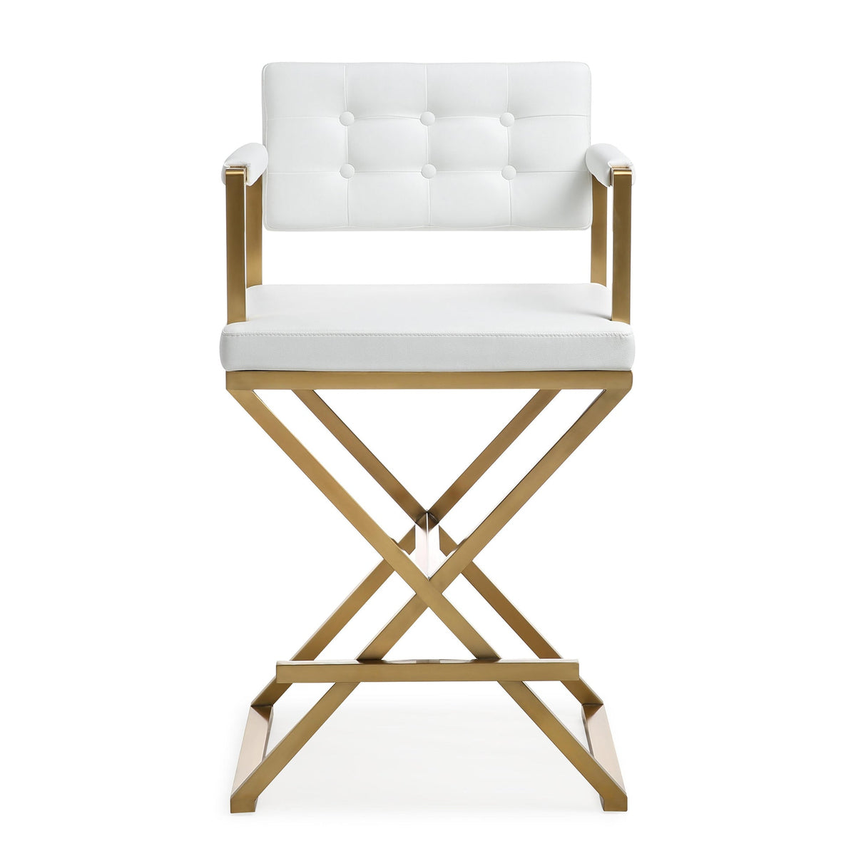 Director White Gold Steel Counter Stool | BeBoldFurniture